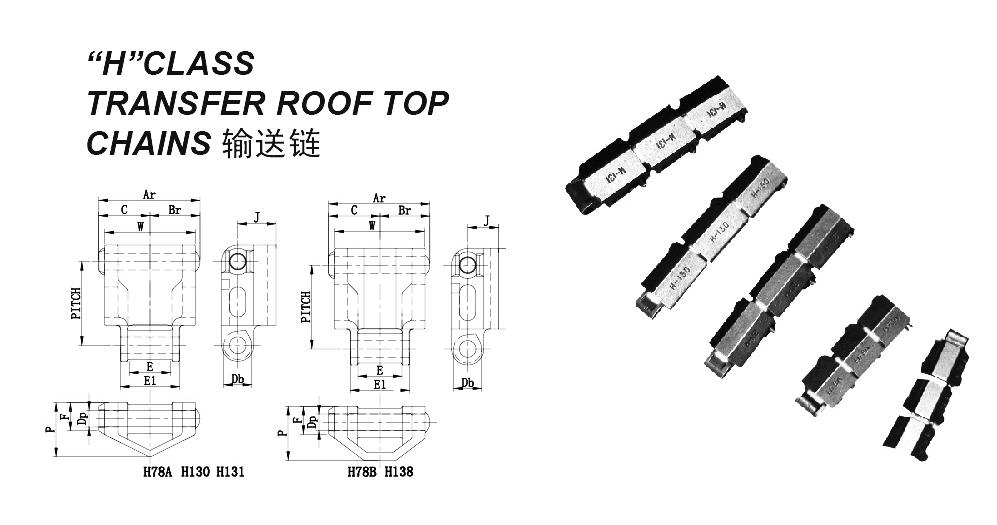 H CLASS TRANSFER ROOF TOP CHAINS 输送链