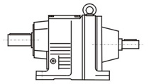 Foot-mounted extension type, oblique gear speed reducer with motor-free shaft input	