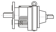 Flange-mounted extension type, oblique gear speed reducer with motor-free shaft input