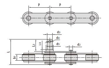 Double pitch conveyor chains with extended pins-1