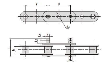 Double pitch conveyor chains with extended pins-2