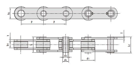 Non-standard hollow pin conveyor chains
