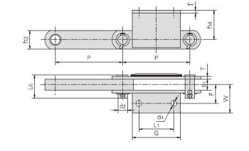 Conveyor Chain With Attachments P250F61 P500F4 P500F5 P500F9 P500F10