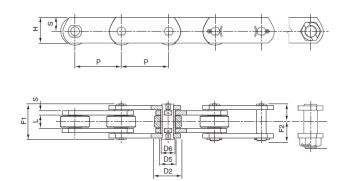 Deep Link Conveyor Chain FVT/CE Series FVT140 CE145 FVT180 CE190 FVT250 CE275 FVT315 CE295