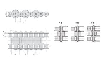 Stainless Steel Roller Chain With Middle Conveyor Roller