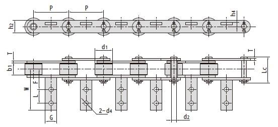 Tobacco Conveyor Chains P76.2F30 P50F46