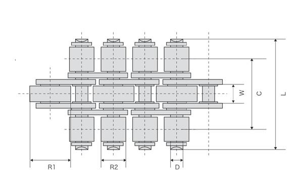 Stainless steel side-roller chains