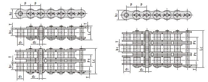 Cottered type short pitch precision roller chains