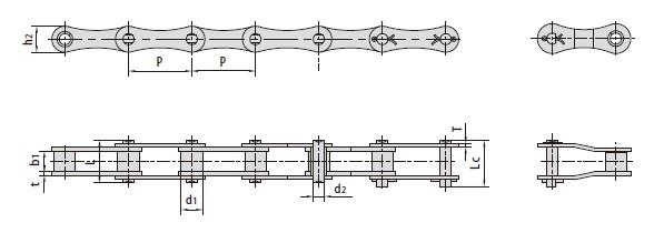 Double pitch transmission chains