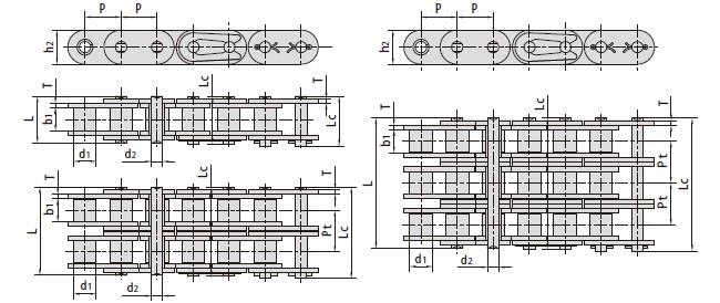 Roller chains with straight side plates