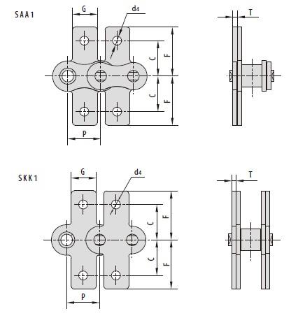 Short pitch conveyor chain attachments