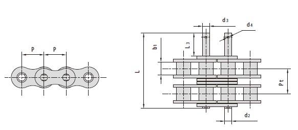 Conveyor chains with special extended pins-2