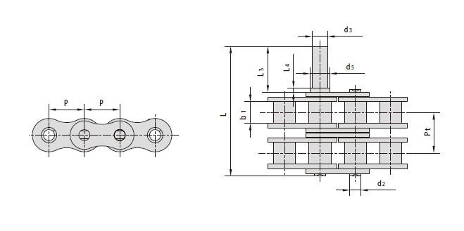 Conveyor chains with special extended pins-2