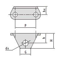 Double pitch conveyor chain attachments