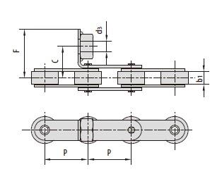 Double pitch conveyor chains with special attachments-1