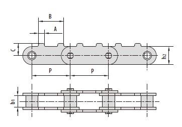 Double pitch conveyor chains with special attachments-2