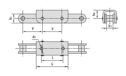 Double pitch conveyor chains with special attachments-1