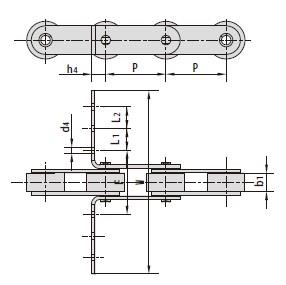 Double pitch conveyor chains with special attachments-1