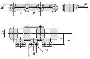 Double pitch conveyor chains with special attachments-3