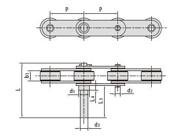 Double pitch conveyor chains with extended pins-2