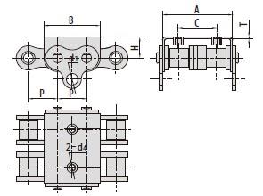 Roller chains with U type attachments-1