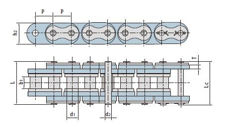 Roller chains with plastic attachments-1