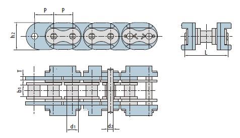 Roller chains with plastic attachments-2