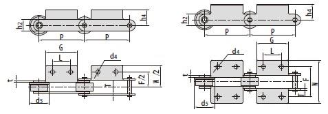 Conveyor chains with attachments