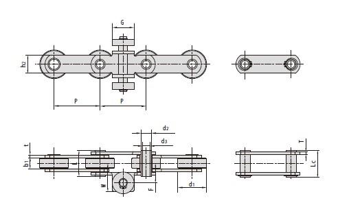 Non-standard hollow pin conveyor chains