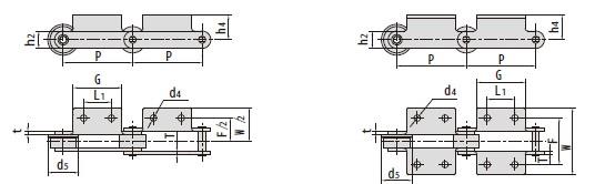 Conveyor chains with attachments