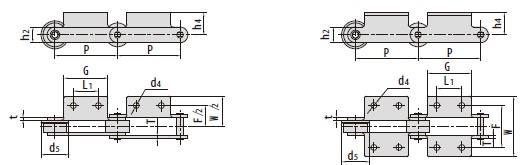 Conveyor chains with attachments