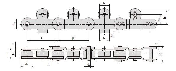 Conveyor chains with attachments-1