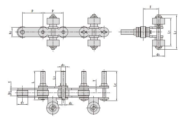 Conveyor chains for spraying equipment