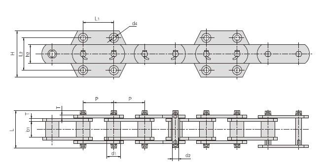 Conveyor chains for elevator