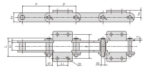 Conveyor chain with attachments-1