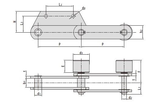 Conveyor chain with attachments