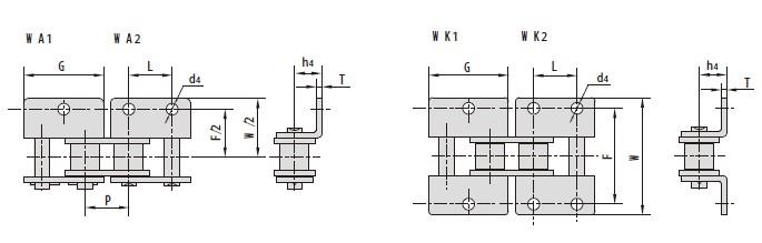 Stainless steel short pitch roller chain attachments