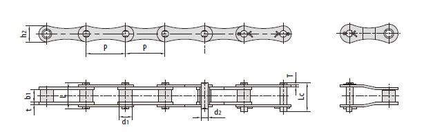 Stainless steel double pitch roller chains