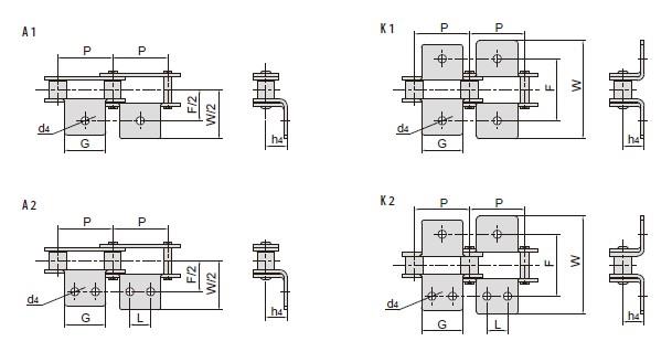 Stainless steel double pitch conveyor chain attachments