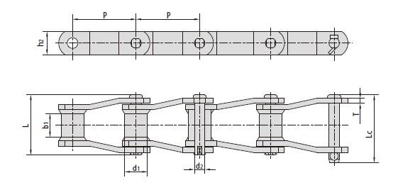 Welded-steel-type mill chains