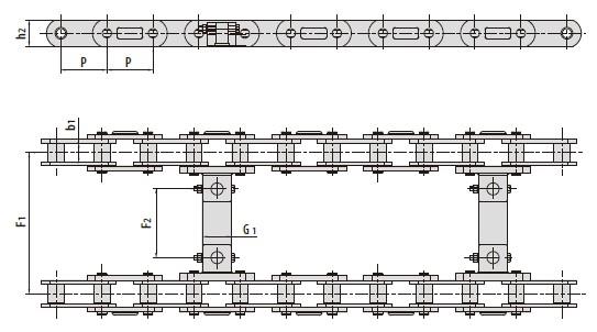 Conveyor chains for road construction machinery