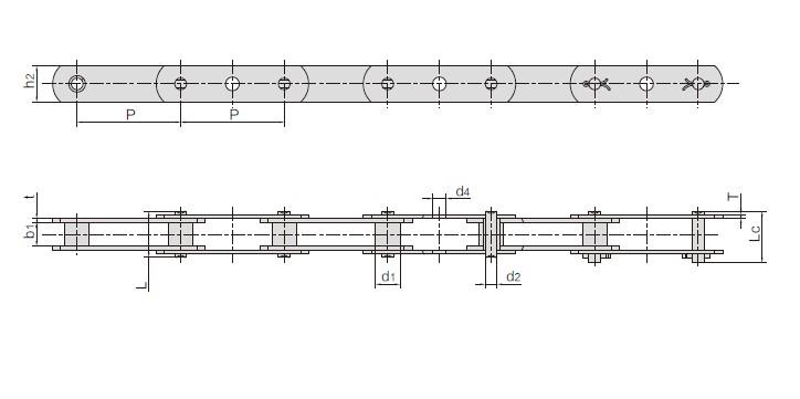 Comveyor Chains With Attachments *P30GKF1 P31.75GK P44.45F10 P45F5 P50F22GK P50.8F67GK P60F4GKF1 P60F4GKF2