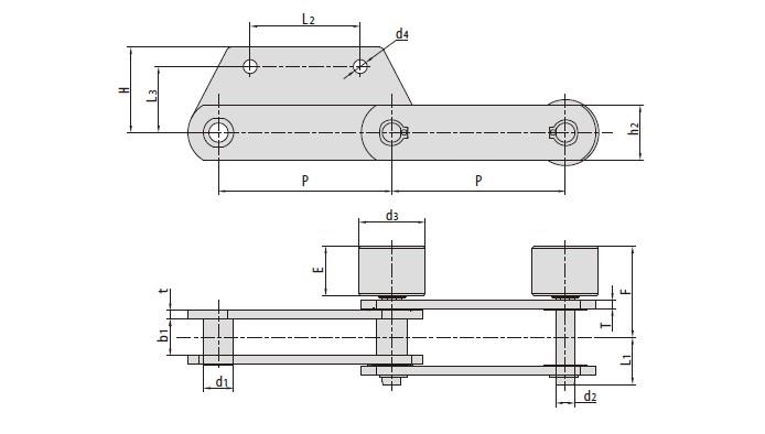 Conveyor Chain With Attachments P315F23 P315F36 P315F39 P315F30SR1 P400F14 P400F15 P500F8