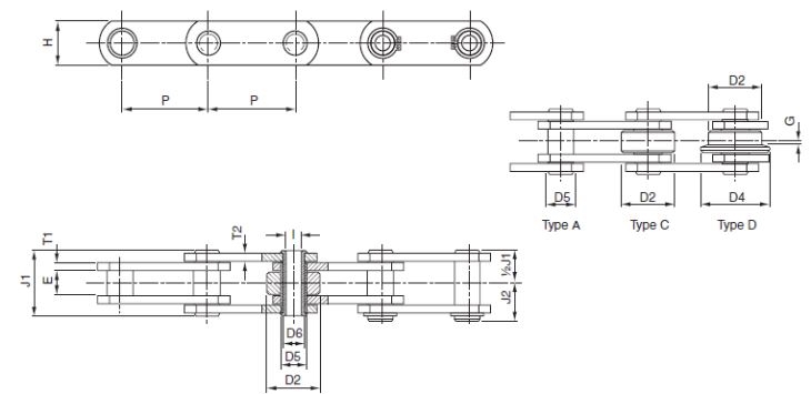 Conveyor Chain ZC Series Hollow Pin Z150 Z21 Z300 Z40 Z60