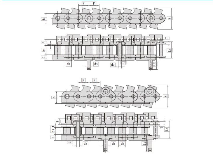 Conveyor Chains For Metal Decorating System 16AF7 16AF73 HX16AF30 HX16AF38 HX16AF43 HX16AF54 HX16AF37