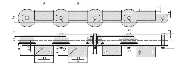 Conveyor Chains For Steel Mill P300F38A2-F P300F48