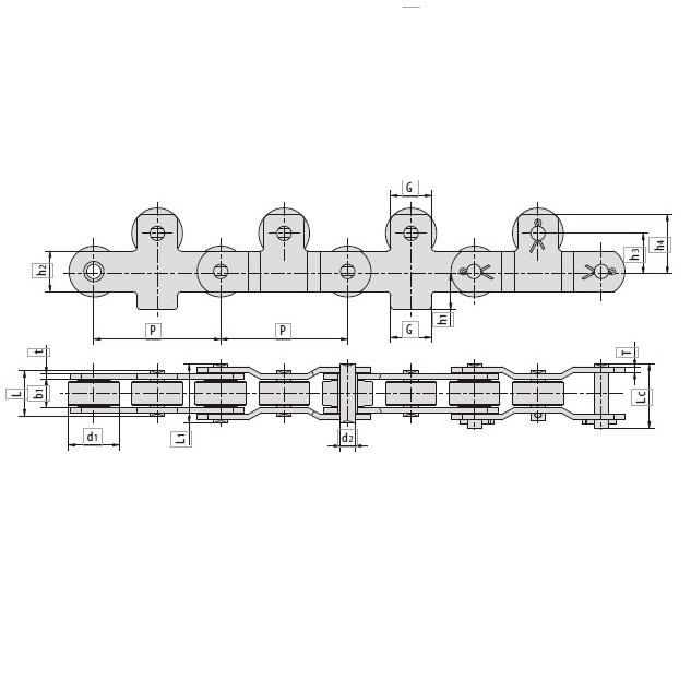 Conveyor Chains With Attachments P100F126 P110F5 P110F21