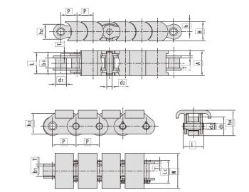 Double Flex Chains 08B-TP 10B-TP 12B-TP P40F3 P40F5 P63F6 P63F9 P63F26 P63F15 P63F31 P63F32 P76.2F19 P76.2F27 P100F174