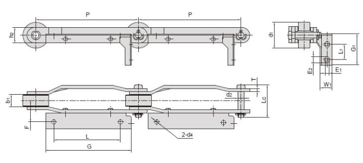 Tobacco Conveyor Chains P200F74 P200F132 P200F156 P200F177 P203.2F2