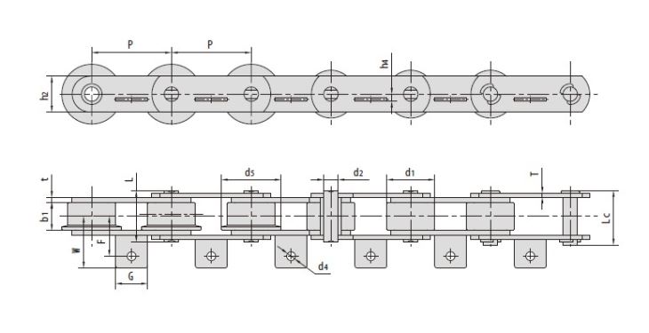 Tobacco Conveyor Chains P100F74 P100F171 P100F173A1 P100F260A1 P160F104A1